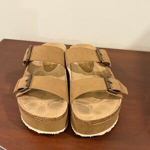Altar'd State Brown Double Buckle Sandals